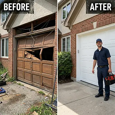 Garage Door Repair Before and After